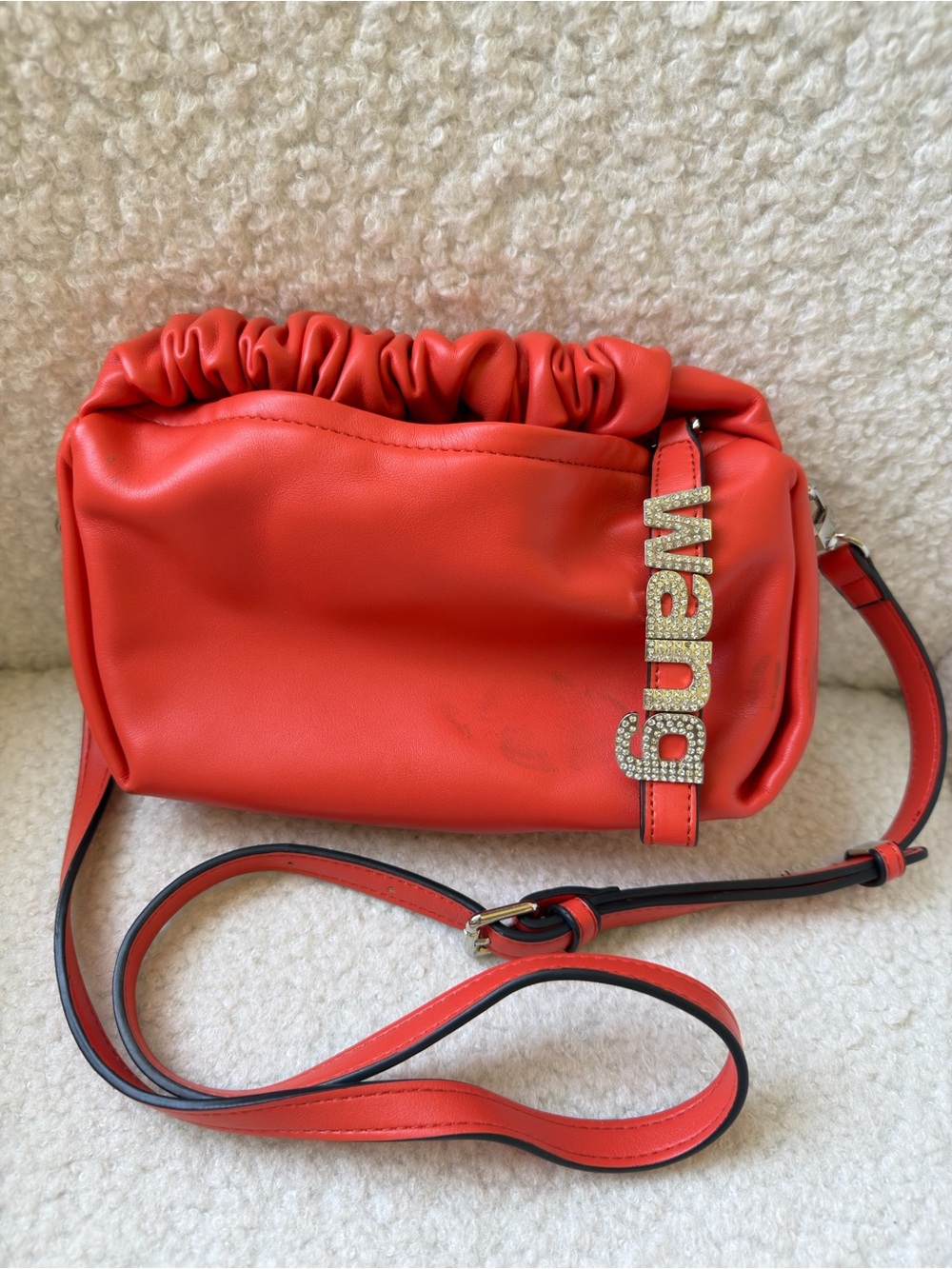 Red Ruched Crossbody Bag - Picture 2 of 3